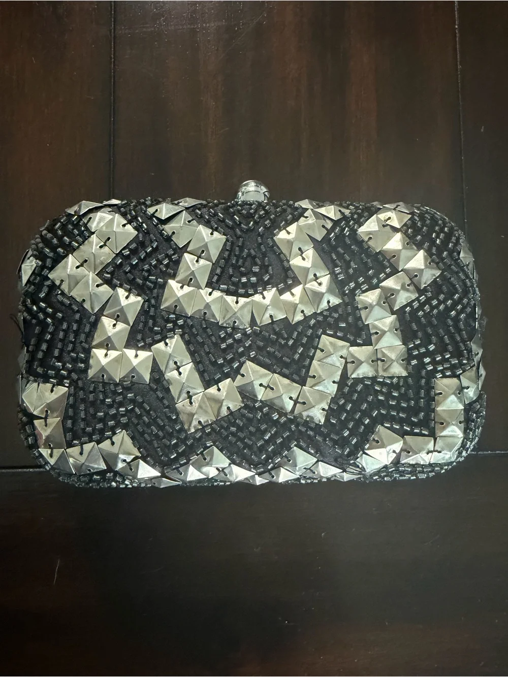 Juicy Couture Black and Silver Studded Evening Clutch